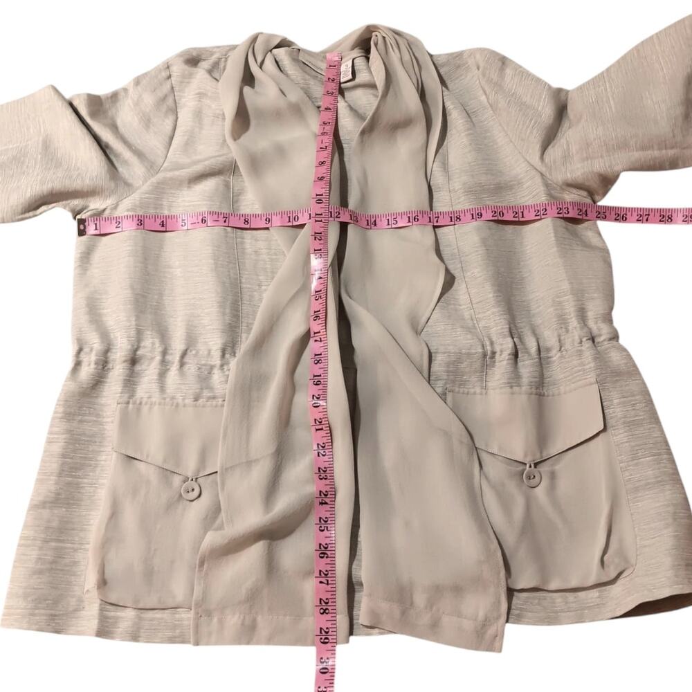CHICO'S 3 Silk Linen Dressy Open Jacket Topper XL Pockets Event Career Travel - Picture 7 of 15